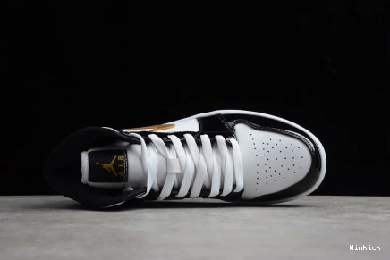 Patent Jordan 1 Air Black White Gold Mid 852542-007 0825